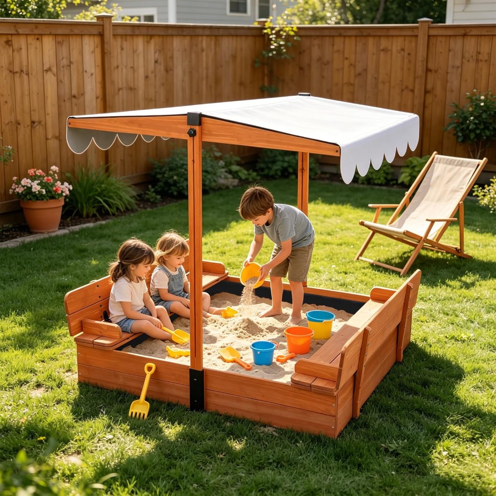US Shipping Wooden Kids Sandbo - огляд і ціна Kids Outdoor Sandbox