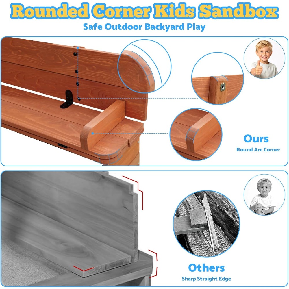 US Shipping Wooden Kids Sandbo - огляд і ціна Kids Outdoor Sandbox