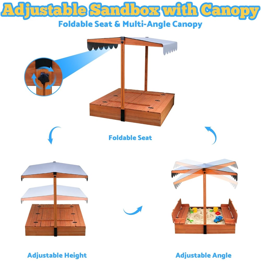 US Shipping Wooden Kids Sandbo - огляд і ціна Kids Outdoor Sandbox
