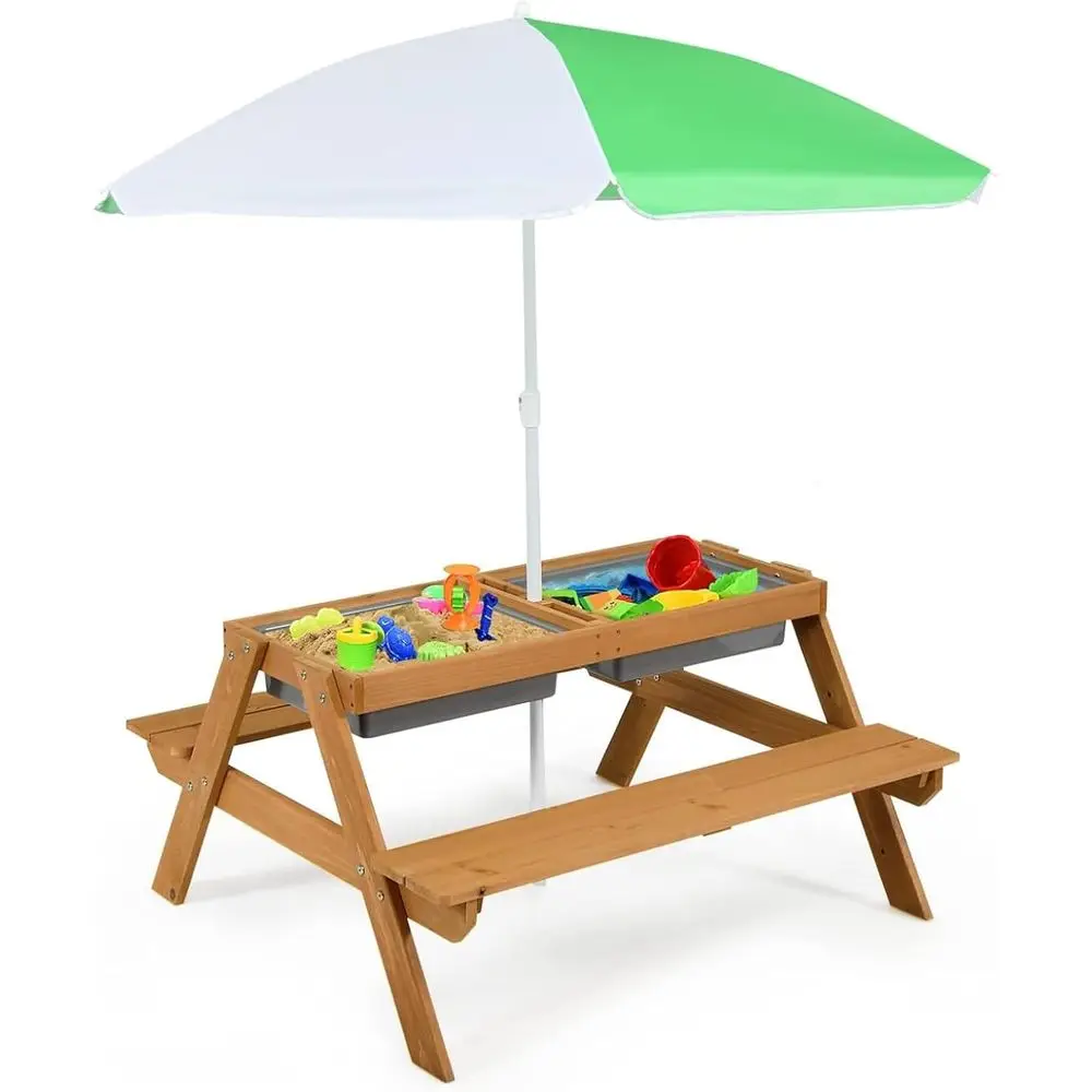 4-in-1 Wooden Sand & Water Pic - огляд і ціна Kids Outdoor Sandbox