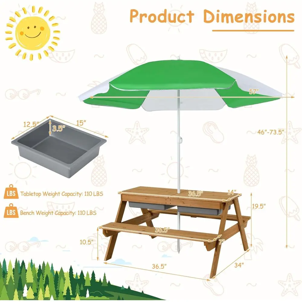 4-in-1 Wooden Sand & Water Pic - огляд і ціна Kids Outdoor Sandbox