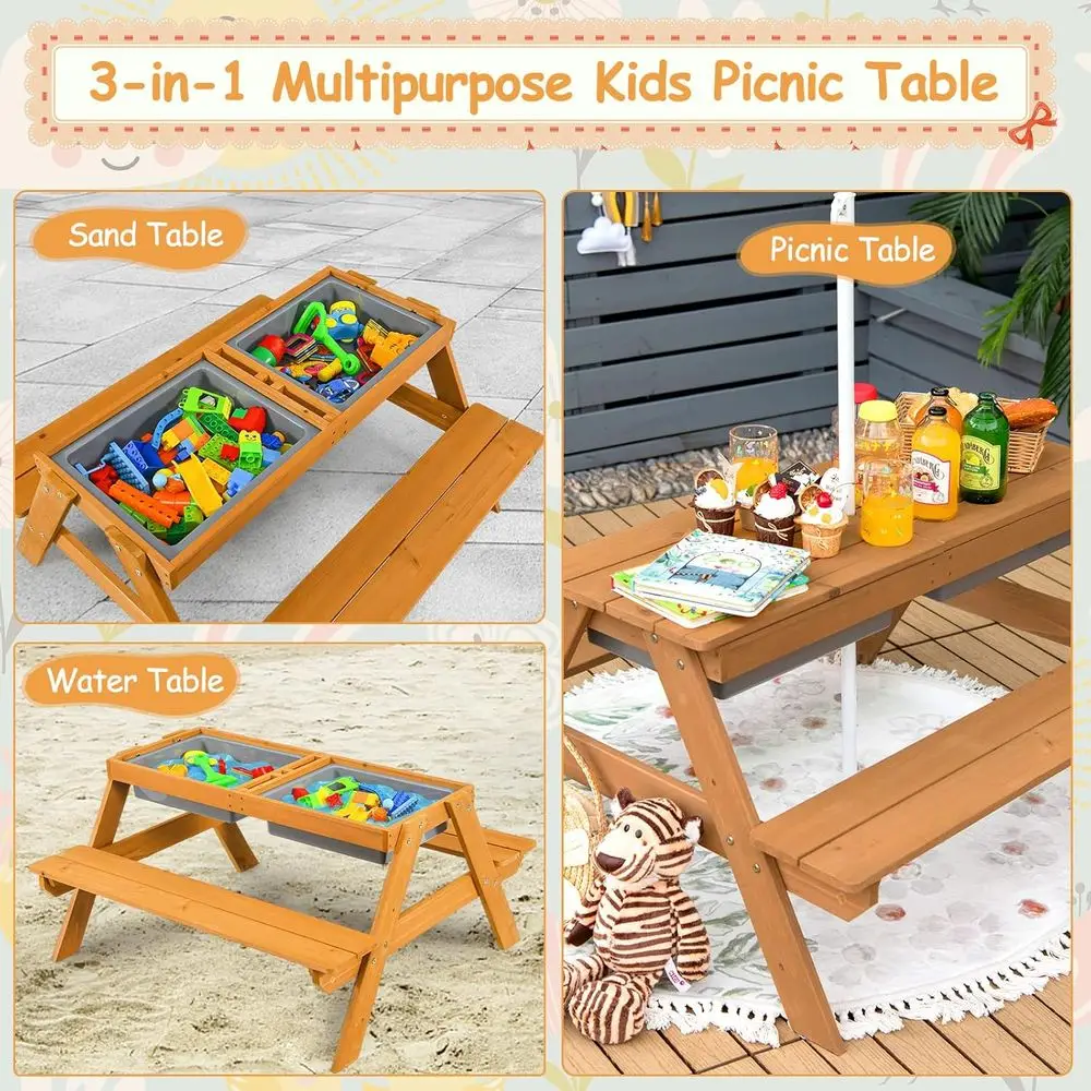 4-in-1 Wooden Sand & Water Pic - огляд і ціна Kids Outdoor Sandbox