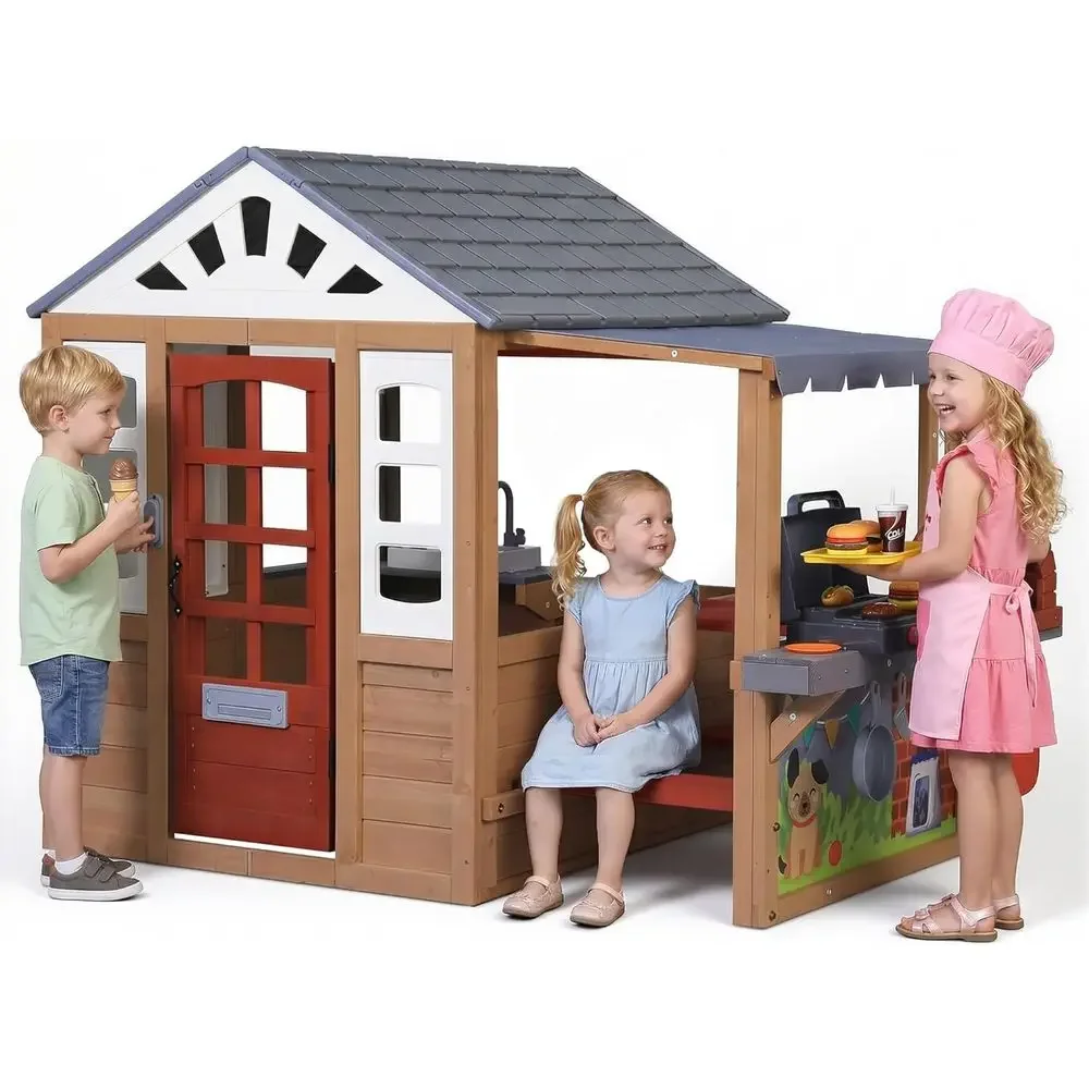 Kids Outdoor Wooden Playhouse, - огляд і ціна Kids Outdoor Bbq