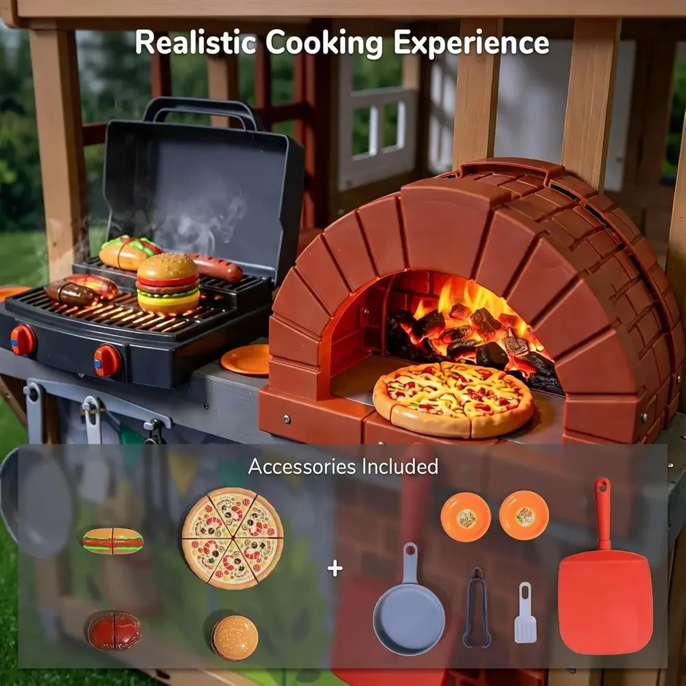 Kids Outdoor Wooden Playhouse, - огляд і ціна Kids Outdoor Bbq